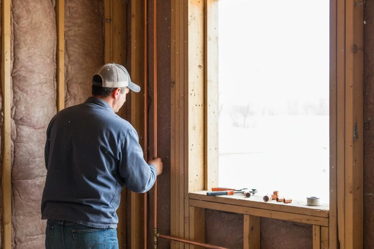 Licensed plumber running new copper supply lines in a Globe home